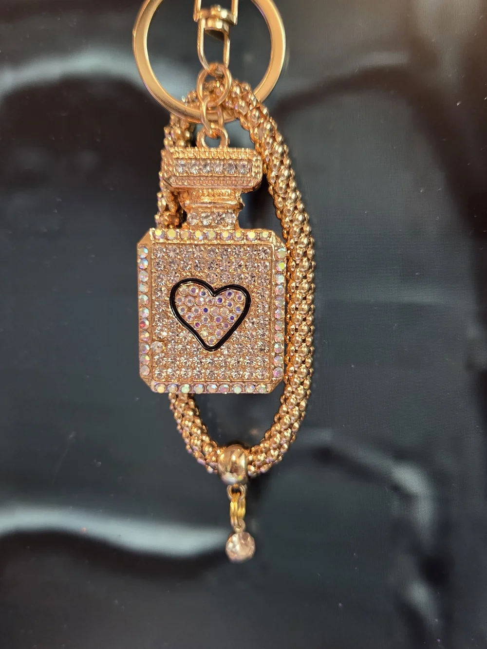 Bling Crystal Perfume Bottle Key Ring & Purse Charm 💎
